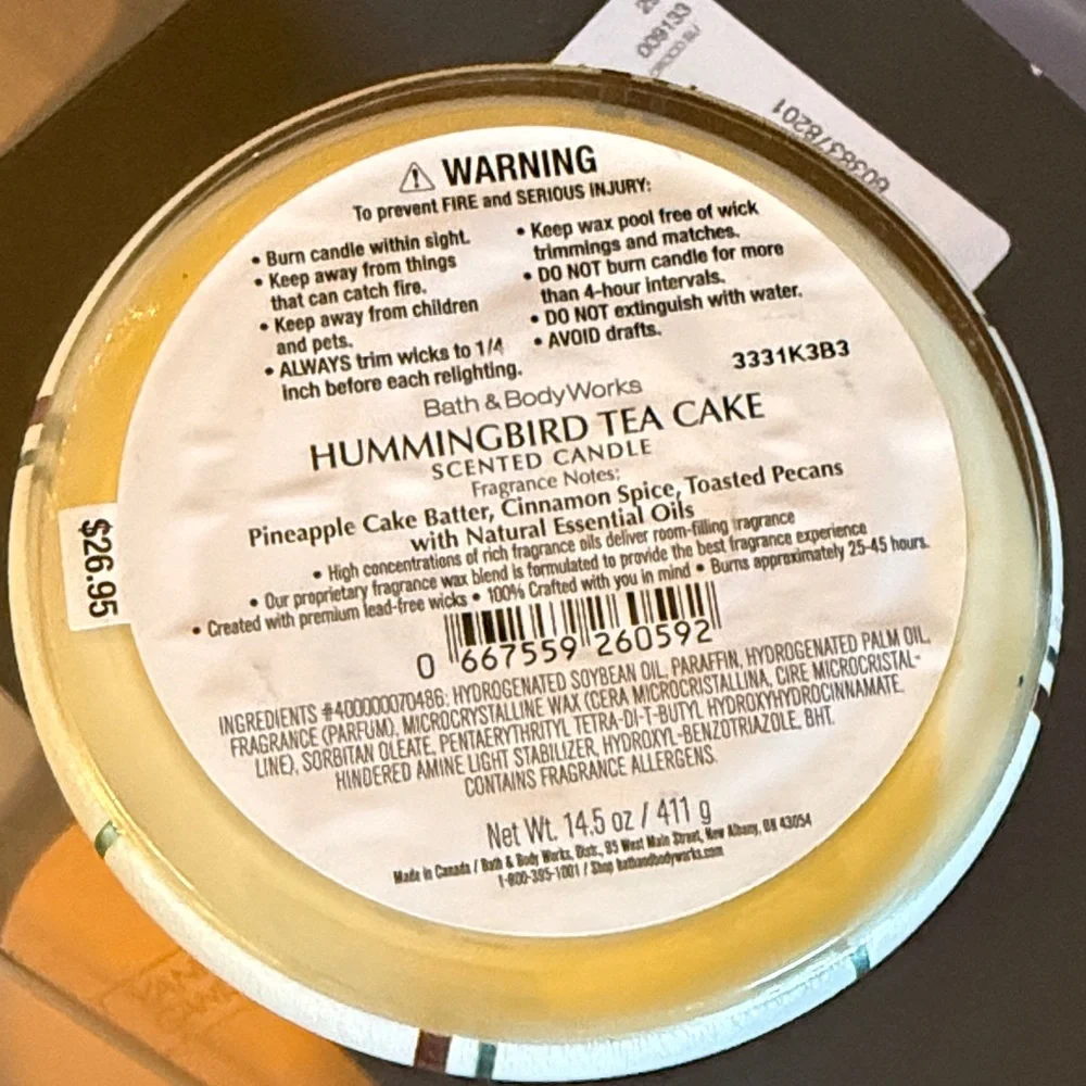 Bath & Body Works Hummingbird Tea Cake Candle with Copper Lid - Picture 2 of 3